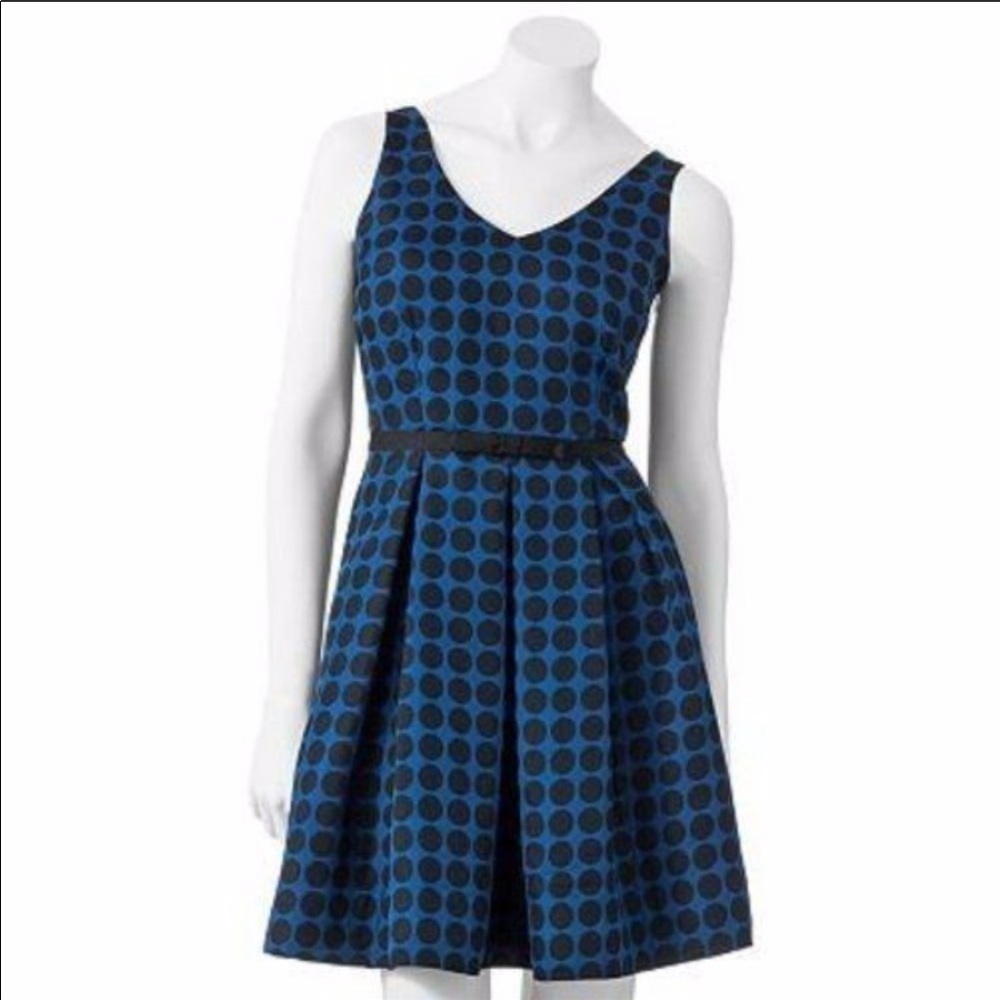 LC Lauren Conrad Wonderland Blue Polkadot Dress